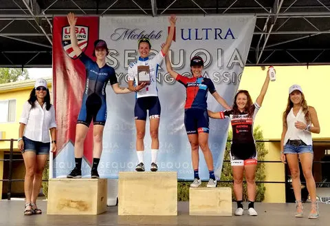 Pro Cyclist Hanna Muegge on the podium with SP2 Fresh SPirulina once again
